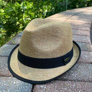 Short Brim Linen Cotton Fedora Hat with  Black Band for Men & Women
